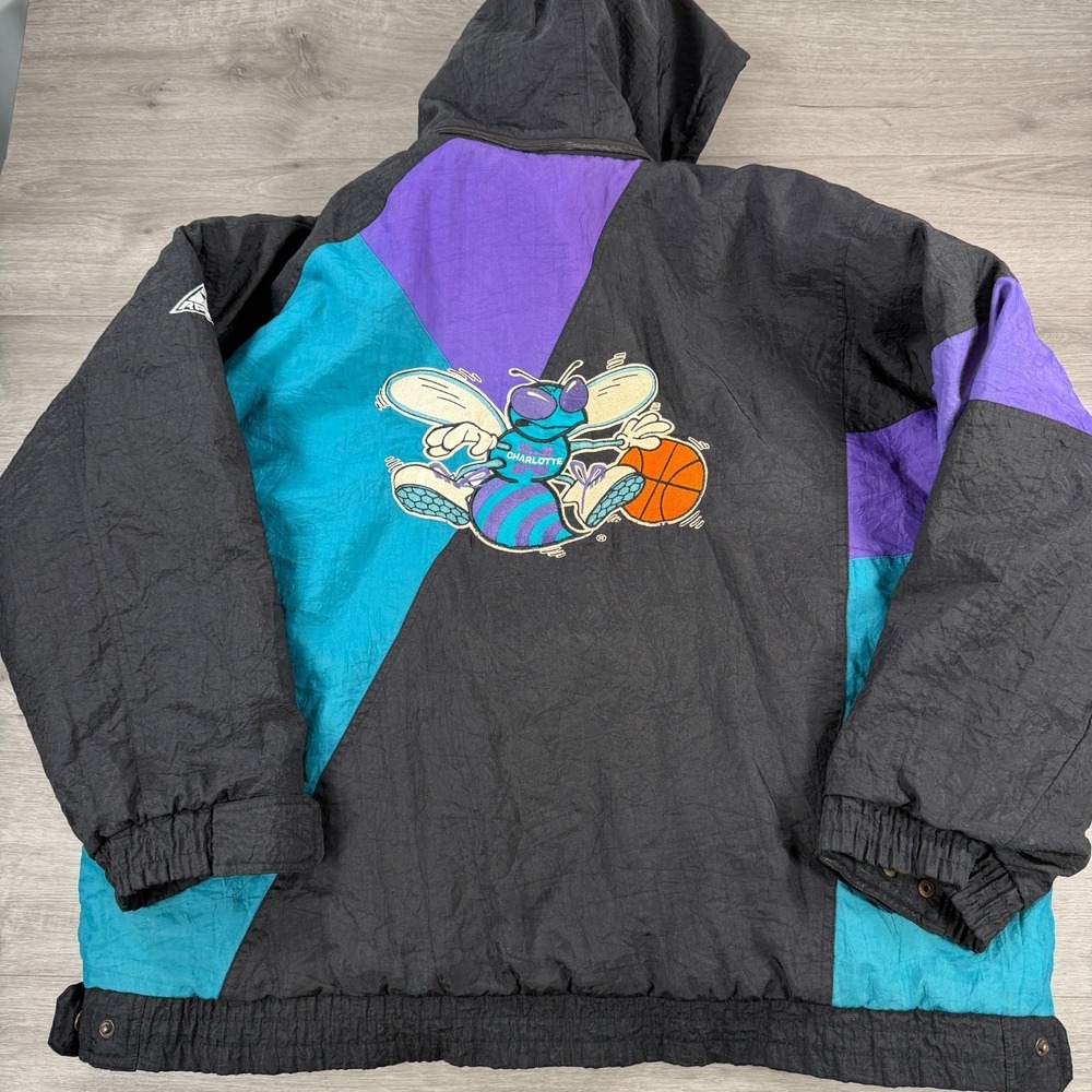 Vintage 90s Apex One Charlotte Hornets Jacket Full Zip XL READ